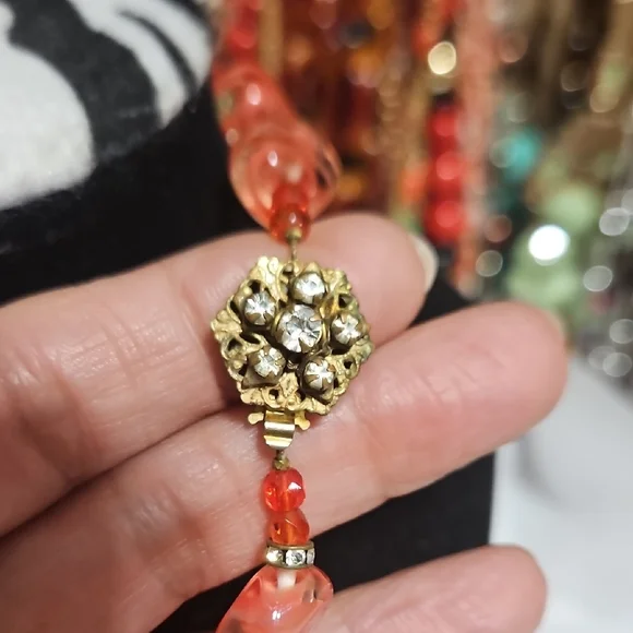 Miriam Haskell Elegant Murano Beaded Necklace with Rhinestone  Accents - Picture 2 of 8